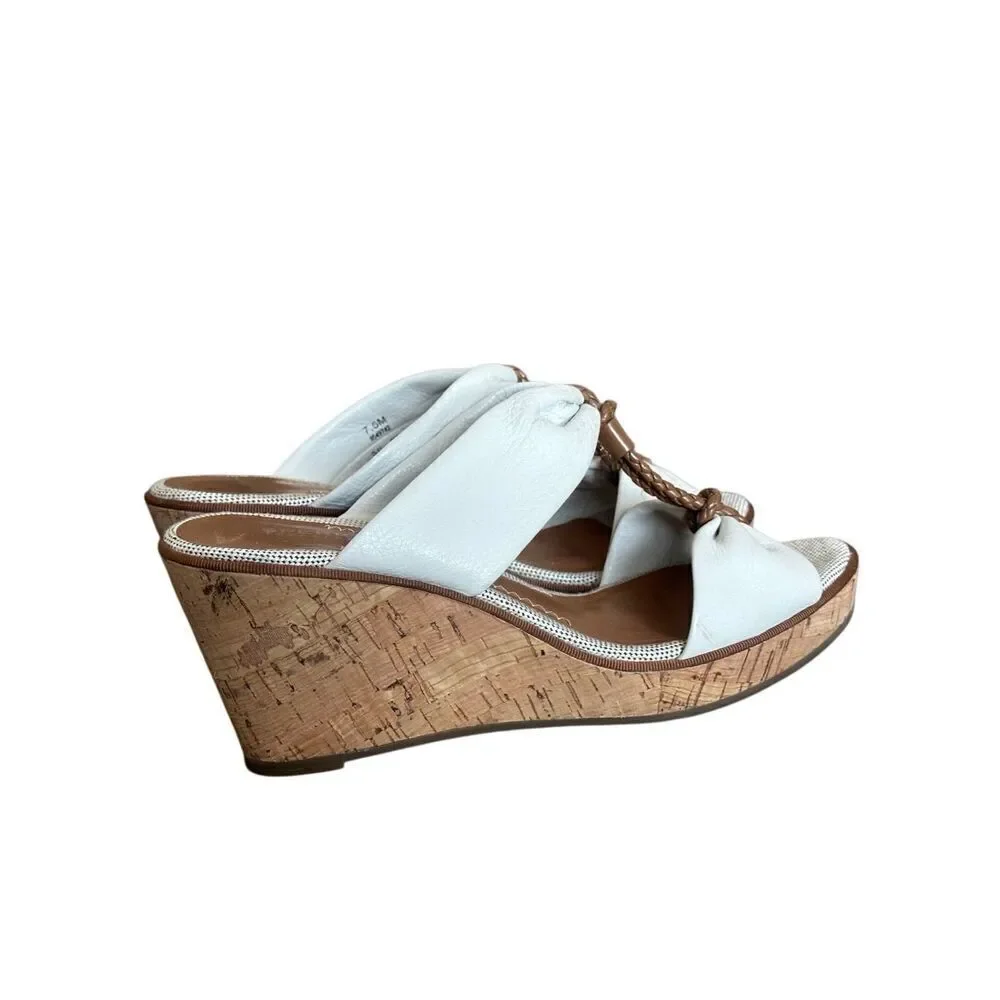 SPERRY Shoreham Nude Brown Leather Wedge Slides Sandals Size 7.5 M